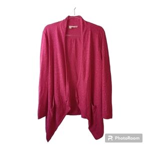 Eileen Fisher Cardigan Women's Size Large Pink Linen Open Front Asymmetrical